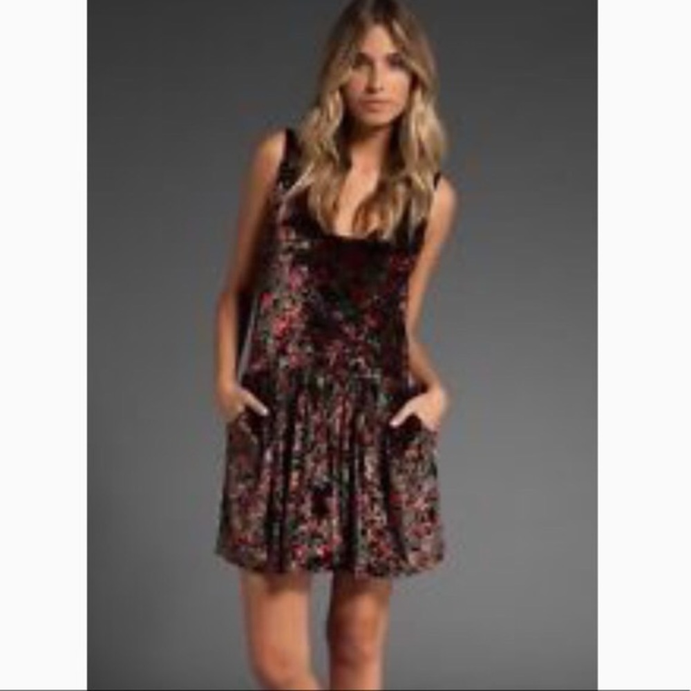 Free People velvet floral skater dress (XS)